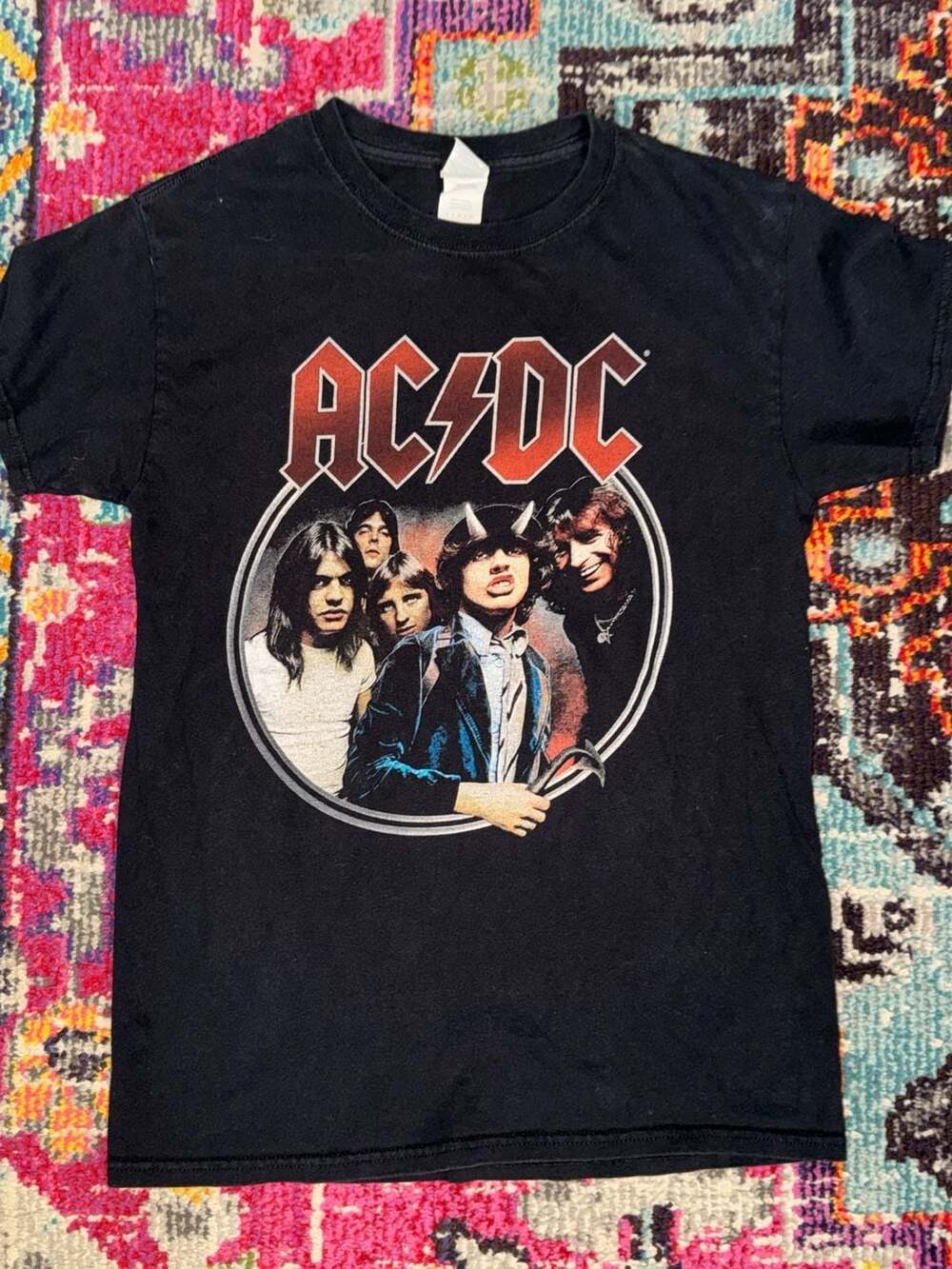 Gildan AC/DC Highway To Hell Tour 1979 Band T-Shirt Size S Black Cotton